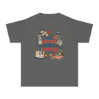 Go Somewhere Good Together Youth Tee – Kids' Comfort Colors Beach Vacation Shirt in Pepper – flat lay