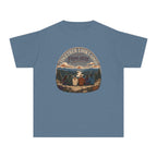 Together Looks Good From Here Youth Tee – Kids' Comfort Colors Scenic Overlook Shirt in Blue Jean – flat lay