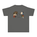 We Plan for This Youth Tee – Kids' Comfort Colors Family Getaway Shirt in Pepper – flat lay