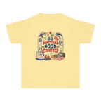 Go Somewhere Good Together Youth Tee – Kids' Comfort Colors Beach Vacation Shirt in Butter – flat lay