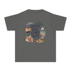 Coastal Days Family Ways Youth Tee – Kids' Comfort Colors Beach Vacation Shirt in Pepper – flat lay