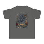 One More Night by the Water Youth Tee – Kids' Comfort Colors Lake Vacation Shirt in Pepper – flat lay