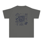 We Booked the House Bring the Snacks Youth Tee – Kids' Comfort Colors Family Getaway Shirt in Pepper – flat lay