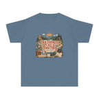 Our Favorite Place Is Together Youth Tee – Kids' Comfort Colors Family Getaway Shirt in Blue Jean – flat lay