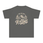 Take Me Back to the Lake Youth Tee – Kids' Comfort Colors Lake Vacation Shirt in Pepper – flat lay