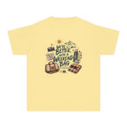 We're Better with a Weekend Bag Youth Tee – Kids' Comfort Colors Road Trip Shirt in Butter – flat lay