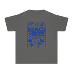 Beach Week State of Mind Youth Tee – Kids' Comfort Colors Beach Vacation Shirt in Pepper – flat lay