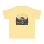 Made for the Long Way Home Youth Tee – Kids' Comfort Colors Scenic Road Trip Shirt in Butter – flat lay