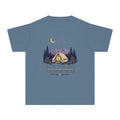 Under This Sky With These People Youth Tee – Kids' Comfort Colors Camping Shirt in Blue Jean – flat lay