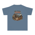 One More Stop Before Home Youth Tee – Kids' Comfort Colors Road Trip Shirt in Blue Jean – flat lay