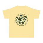 Family Trip Memories in the Making Youth Tee – Kids' Comfort Colors Family Getaway Shirt in Butter – flat lay