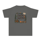 Cabin Time Is Quality Time Youth Tee – Kids' Comfort Colors Lake Vacation Shirt in Pepper – flat lay