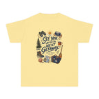 See You After the Next Getaway Youth Tee – Kids' Comfort Colors Family Travel Shirt in Butter – flat lay