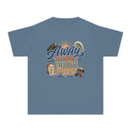 Away with My Favorite People Youth Tee – Kids' Comfort Colors Family Travel Shirt in Blue Jean – flat lay