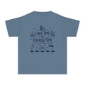 Lake Time Is Family Time Youth Tee – Kids' Comfort Colors Lake Vacation Shirt in Blue Jean – flat lay