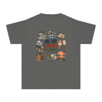 One Trip a Hundred Little Moments Youth Tee – Kids' Comfort Colors Family Travel Shirt in Pepper – flat lay