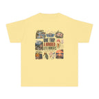 One Trip a Hundred Little Moments Youth Tee – Kids' Comfort Colors Family Travel Shirt in Butter – flat lay