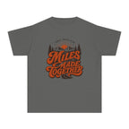 Miles Made Together Youth Tee – Kids' Comfort Colors Road Trip Shirt in Pepper – flat lay
