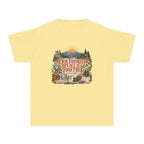 Our Favorite Place Is Together Youth Tee – Kids' Comfort Colors Family Getaway Shirt in Butter – flat lay