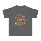 The Annual Escape Youth Tee – Kids' Comfort Colors Family Travel Shirt in Pepper – flat lay