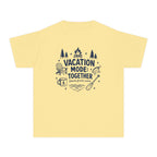 Vacation Mode Together Youth Tee – Kids' Comfort Colors Lake Vacation Shirt in Butter – flat lay