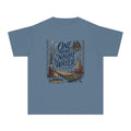 One More Night by the Water Youth Tee – Kids' Comfort Colors Lake Vacation Shirt in Blue Jean – flat lay