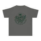 Family Trip Memories in the Making Youth Tee – Kids' Comfort Colors Family Getaway Shirt in Pepper – flat lay