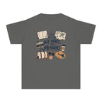 I Make the Plans We Make the Memories Youth Tee – Kids' Comfort Colors Family Travel Shirt in Pepper – flat lay