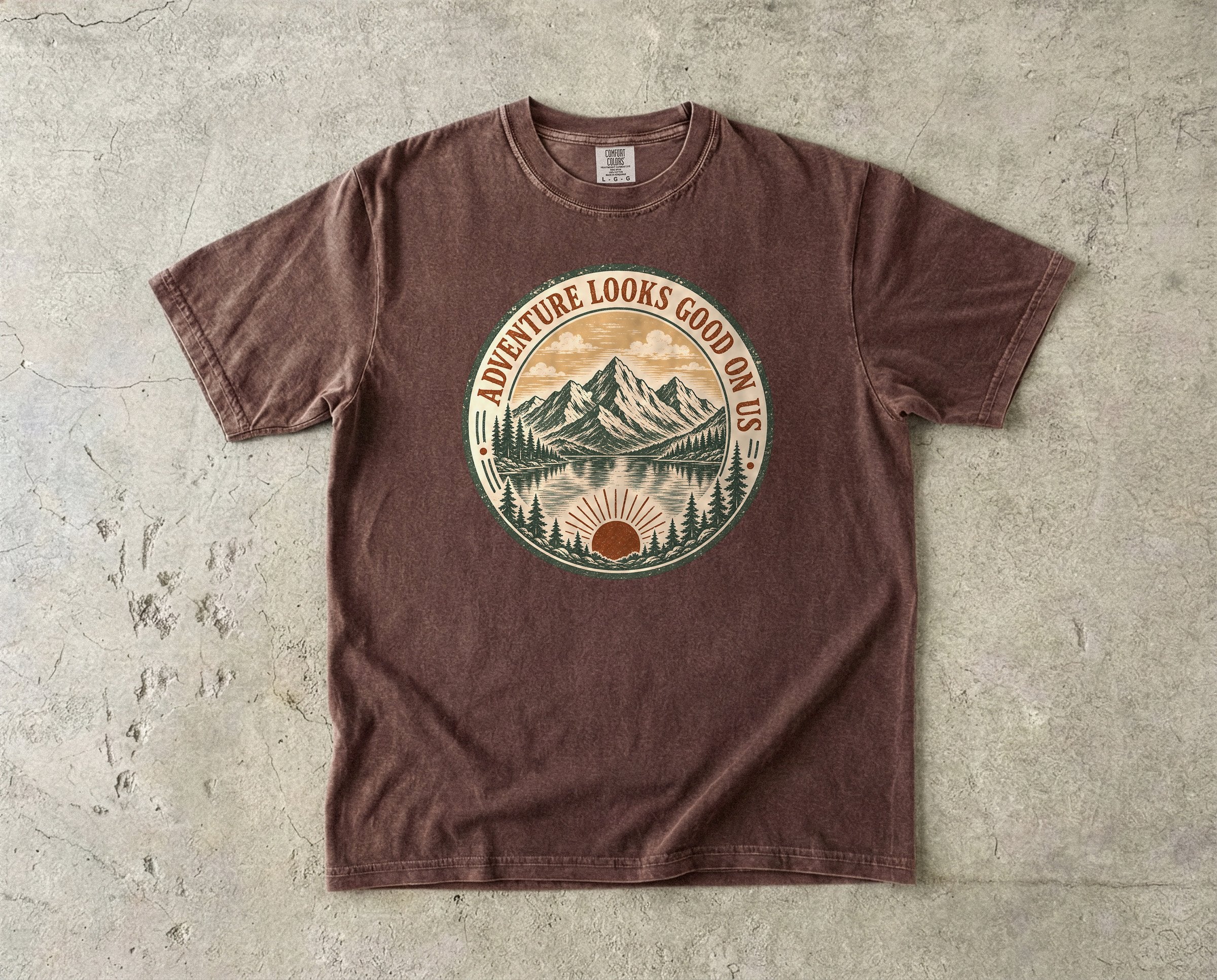 Adventure Looks Good On Us T-Shirt | Comfort Colors Mountain Travel Tee for Family Vacations