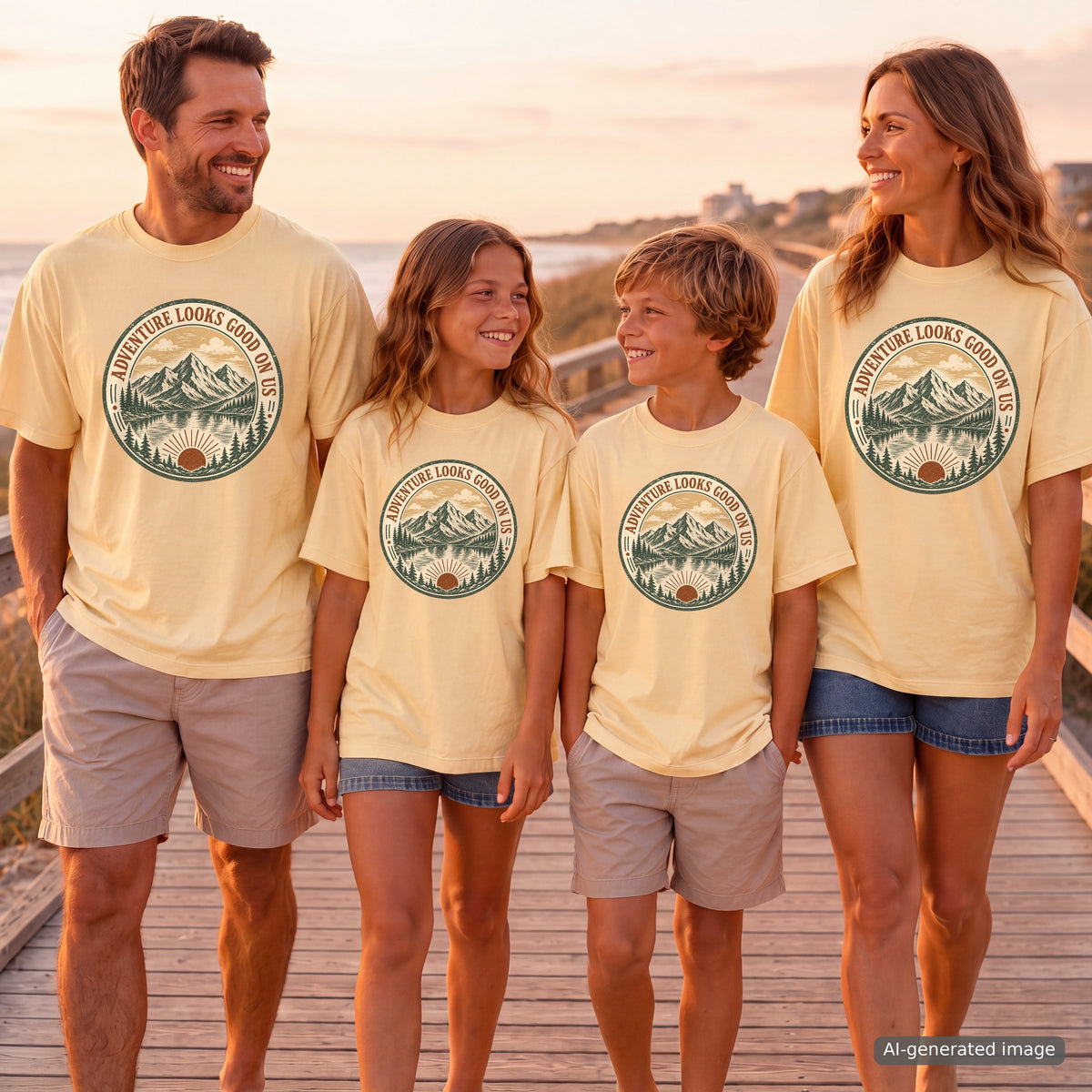 Adventure Looks Good On Us T-Shirt | Comfort Colors Mountain Travel Tee for Family Vacations