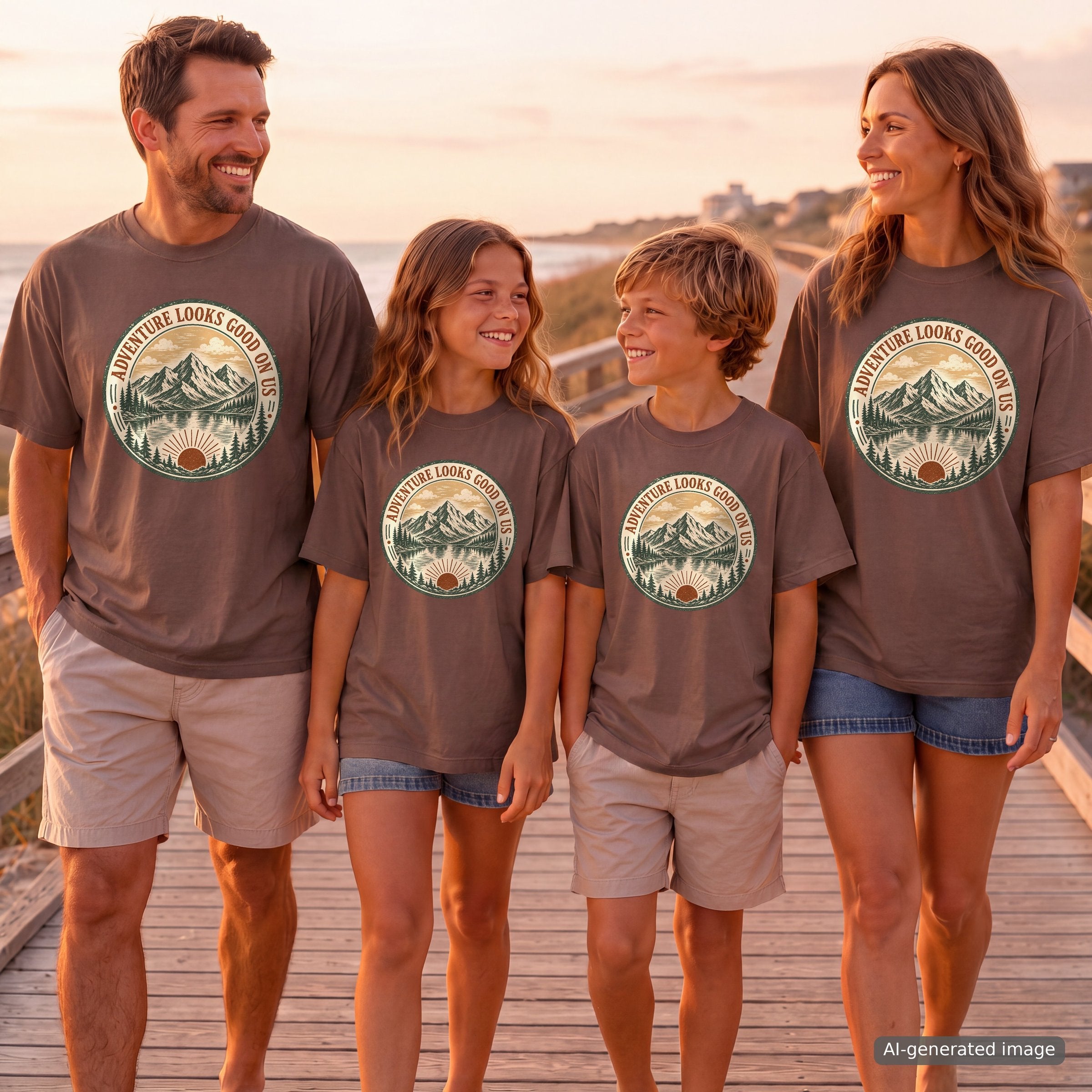 Adventure Looks Good On Us T-Shirt | Comfort Colors Mountain Travel Tee for Family Vacations