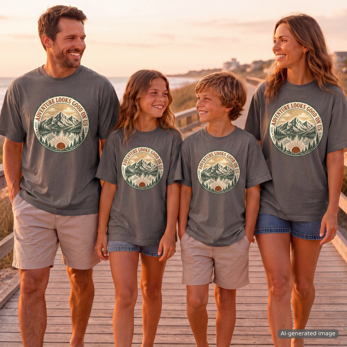 Adventure Looks Good On Us T-Shirt | Comfort Colors Mountain Travel Tee for Family Vacations