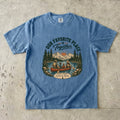 Our Favorite Place Is Together Family Adventure Shirt in Blue Jean – flat lay