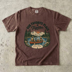 Our Favorite Place Is Together Family Adventure Shirt in Espresso – flat lay