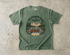 Our Favorite Place Is Together Family Adventure Shirt in Moss – flat lay
