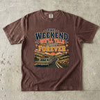 The Weekend We’ll Talk About Forever Road Trip Shirt in Espresso – flat lay