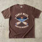 Family Miles Forever Memories Lake Vacation Shirt in Espresso – flat lay