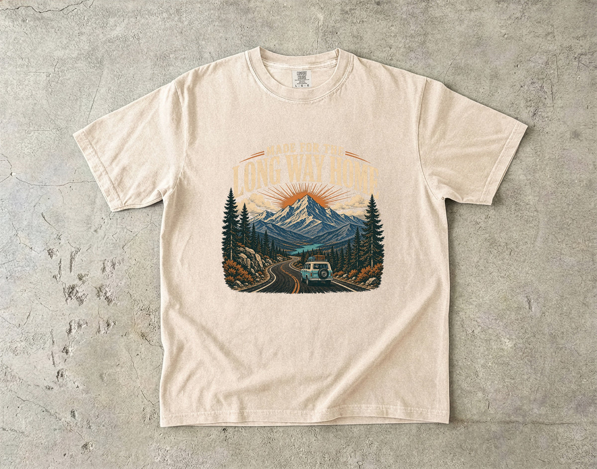 Made for the Long Way Home Scenic Road Trip Shirt in Ivory – flat lay