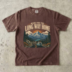 Made for the Long Way Home Scenic Road Trip Shirt in Espresso – flat lay