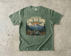 Made for the Long Way Home Scenic Road Trip Shirt in Moss – flat lay