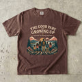 The Good Part of Growing Up Family Travel Shirt in Espresso – flat lay