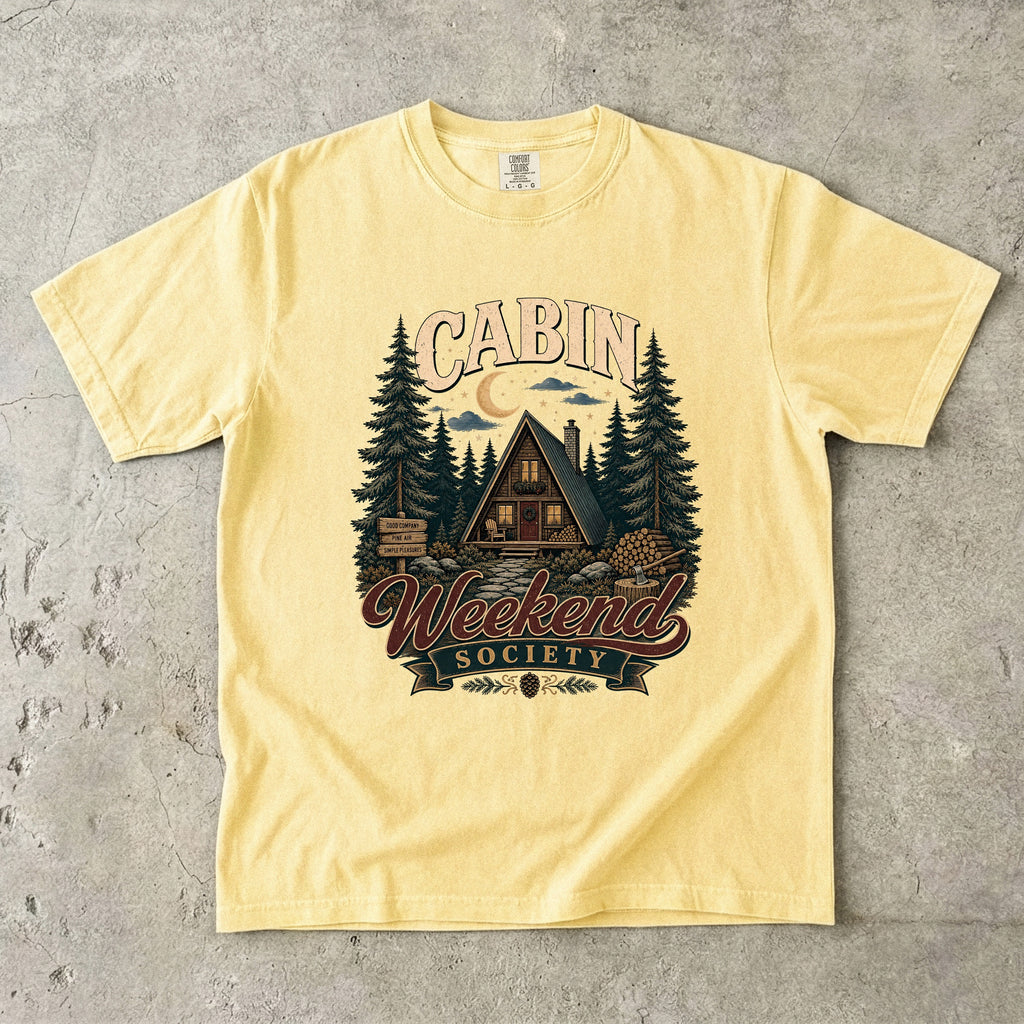 Cabin Weekend Society Vintage Cabin Shirt in Butter – flat lay