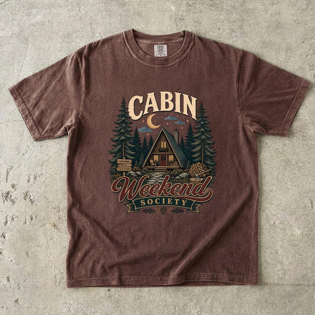 Cabin Weekend Society Vintage Cabin Shirt in Espresso – flat lay