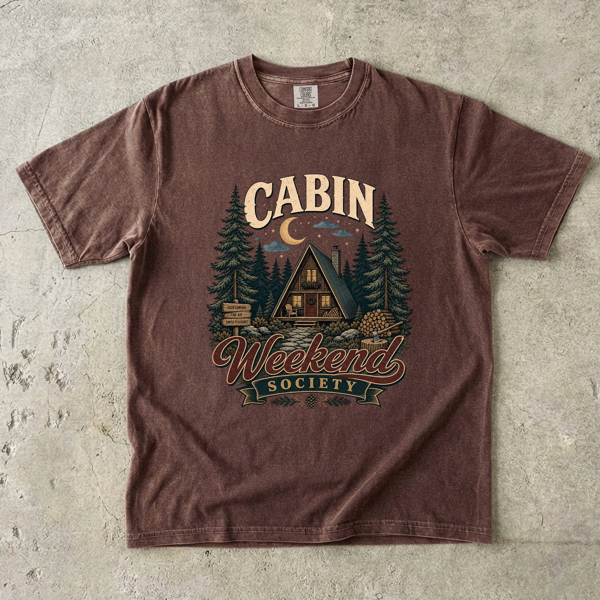 Cabin Weekend Society Vintage Cabin Shirt in Espresso – flat lay