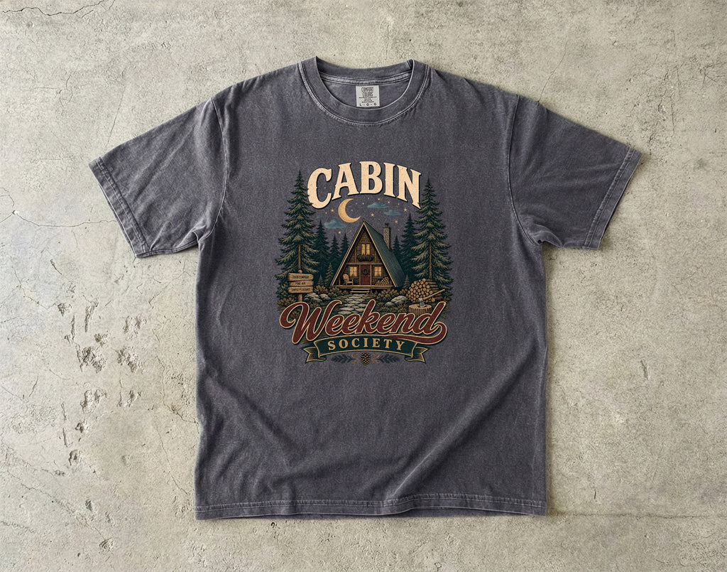 Cabin Weekend Society Vintage Cabin Shirt in Pepper – flat lay