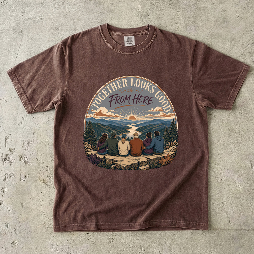 Together Looks Good From Here Scenic Overlook Shirt in Espresso – flat lay