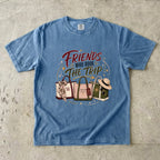 Friends Who Book the Trip Girls Getaway Shirt in Blue Jean – flat lay