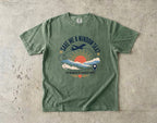 Save Me a Window Seat Family Travel Shirt in Moss – flat lay