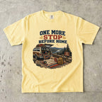One More Stop Before Home Road Trip Shirt in Butter – flat lay