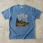 Our Annual Escape Lakeside Lodge Shirt in Blue Jean – flat lay